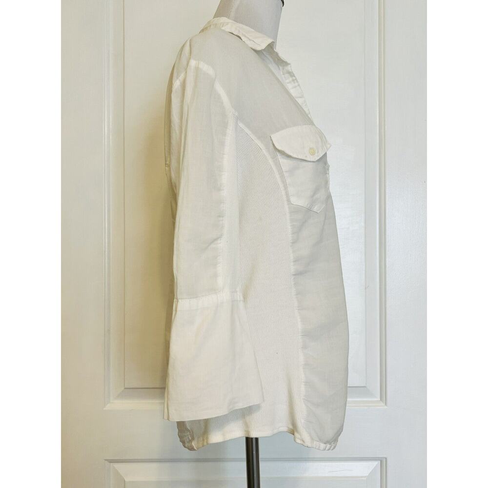 Max Studio Mixed Media Button Down Designer White… - image 3